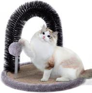 cooenia self-groomer cat arch with hair brush and toy ball - reversible sisal cat scratcher and scratch pad for indoor kittens and cats logo