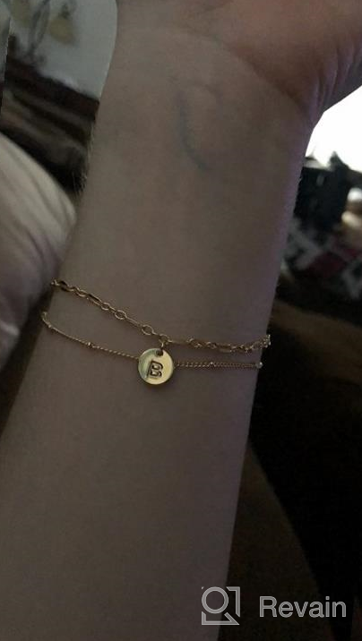 img 1 attached to 🔥 Anoup Gold Initial Bracelets for Women, 14K Gold Plated Personalized Disc Charm Bracelets - Dainty and Stylish Jewelry for Women and Girls review by Heather Brown