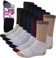 6 pairs of merino wool thermal crew socks for men and women - perfect for winter hiking, hunting, skiing, and outdoor sports logo