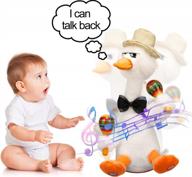 electric talking duck toy with lights and music - repeat and sing along to 60 songs - wriggle dancing and drumming for baby and kids (white) logo