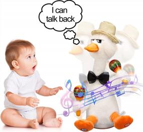 img 4 attached to Electric Talking Duck Toy With Lights And Music - Repeat And Sing Along To 60 Songs - Wriggle Dancing And Drumming For Baby And Kids (White)