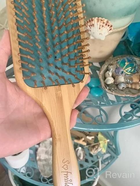 img 1 attached to Eco-Friendly Bamboo Hair Brush And Detangle Comb For Healthier, Shinier Hair review by Pedro Hague
