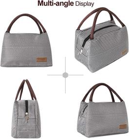 img 1 attached to Reusable Insulated Lunch Bag Cooler Tote Box Meal Prep For Men & Women - Ideal For Work, Picnics, And Travel - Grey And White Striped Design By Buringer