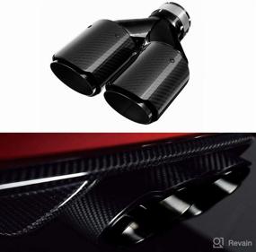 img 4 attached to 🚗 Rocomoco Dual Car Carbon Fiber Exhaust Tip Y-style Muffler Pipes with Stainless Steel Mirror Polishing, Inlet 63mm (2.5in) Outlet 89mm (3.5in) - Glossy Carbon Fiber