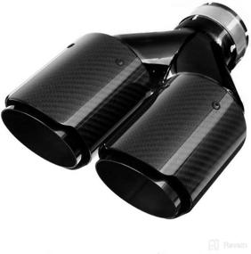 img 1 attached to 🚗 Rocomoco Dual Car Carbon Fiber Exhaust Tip Y-style Muffler Pipes with Stainless Steel Mirror Polishing, Inlet 63mm (2.5in) Outlet 89mm (3.5in) - Glossy Carbon Fiber