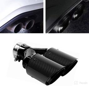 img 3 attached to 🚗 Rocomoco Dual Car Carbon Fiber Exhaust Tip Y-style Muffler Pipes with Stainless Steel Mirror Polishing, Inlet 63mm (2.5in) Outlet 89mm (3.5in) - Glossy Carbon Fiber