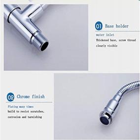 img 2 attached to Chrome Finish Stainless Steel Single Handle Wall Mount Kitchen Sink Faucet With 360 Degree Swivel Spout Pull Down Flexible Spray And Cold Water Tap.