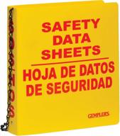 premium 1.5” yellow ghs compliance binder with 300 pages for sds safety data sheets in english and spanish, plus 36” chain for wall or rack mounting - heavy duty gemplers design logo