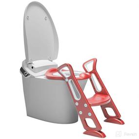 img 4 attached to 🚽 Foldable Potty Training Seat with Ladder and Safety Handle - Toddler Potty Seat Upgrade with Anti-Slip Pad for Baby Poop - Toilet Training Step Stool for Kids - Convenient Potty Stairs Chair