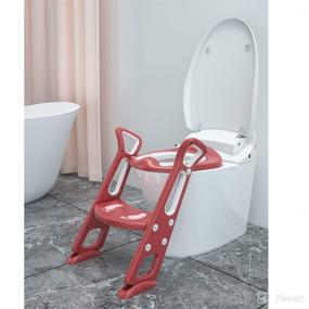 img 2 attached to 🚽 Foldable Potty Training Seat with Ladder and Safety Handle - Toddler Potty Seat Upgrade with Anti-Slip Pad for Baby Poop - Toilet Training Step Stool for Kids - Convenient Potty Stairs Chair