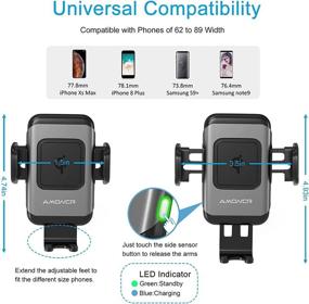 img 2 attached to 🔌 Amoner U Wireless Car Charger Mount - Auto-Clamping Qi 10W/7.5W Fast Charging Holder - Dash Air Vent Mount for iPhone Series 13/12/11/Pro/Max/X/8, Samsung S20/S10/S10+/S9/S9+/Note - Black Gray