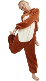 img 3 attached to CASABACO Kid Reindeer Onesie Pajamas: Cute Brown Deer Christmas & Halloween Costume For Boys & Girls - Animal Onepiece In 140Cm Size