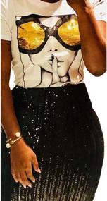img 3 attached to Womens Sequin T-Shirt With Short Sleeves, O-Neck, Fun Graphics - Perfect For Fashionable Blouse Or Top