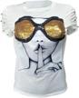 womens sequin t-shirt with short sleeves, o-neck, fun graphics - perfect for fashionable blouse or top logo