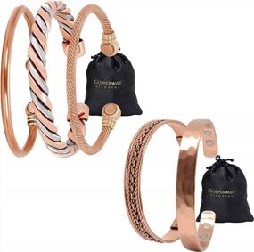 img 4 attached to Copper Bracelets For Arthritis - For Men And Women 100% Copper With Powerful Therapy Magnets Effective And Natural Relief For Arthritis