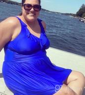 img 1 attached to Flattering Plus Size Swimdress With Tummy Control - PERONA Women'S Printed Skirt Swimsuit review by Becky Smith
