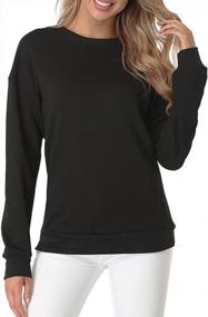 img 4 attached to Women'S Cotton Sweatshirts, Fuinloth Crewneck Long Sleeve Midweight Soft Tops