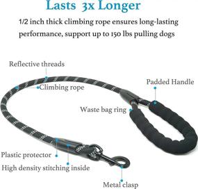 img 3 attached to Large 25-150 Lbs Black Dual Dog Leash With 360 Swivel No Tangle Walking, Shock Absorbing Bungee For Two Dogs - IYoShop