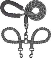large 25-150 lbs black dual dog leash with 360 swivel no tangle walking, shock absorbing bungee for two dogs - iyoshop logo