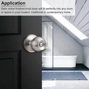 img 1 attached to 2 Pack Privacy Door Knobs Locking With Turn-Thumb, Keyless Brushed Nickel Handles For Bath/Bedroom - Removable Plate