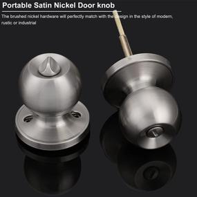 img 2 attached to 2 Pack Privacy Door Knobs Locking With Turn-Thumb, Keyless Brushed Nickel Handles For Bath/Bedroom - Removable Plate