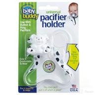 🍼 baby buddy universal pacifier holder clip - easy-snap to paci or attach with universal-fit silicone ring - pacifier clip for babies 4+ months & toddler boys/girls, blue with white stitching logo