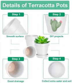 img 1 attached to 6 Pack of 4-Inch White Terra Cotta Pots with Saucers - Small Clay Plant Pots with Drainage Holes, Flower Pots with Trays - Indoor/Outdoor Terracotta Pots for Plants