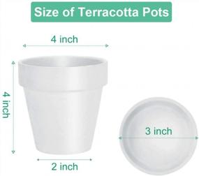 img 2 attached to 6 Pack of 4-Inch White Terra Cotta Pots with Saucers - Small Clay Plant Pots with Drainage Holes, Flower Pots with Trays - Indoor/Outdoor Terracotta Pots for Plants