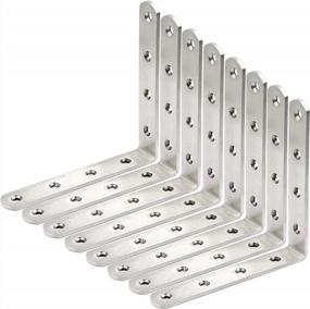 img 4 attached to WEBI Stainless Steel L Brackets - 90 Degree Corner Brace, 8 Pack Heavy Duty Shelf Brackets For Wood, Furniture And Shelves With Brush Nickel Finish