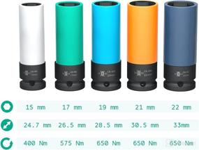 img 2 attached to 🔧 WIESEMANN 1893 Impact Sockets Set for Aluminium Wheels | 5 pcs for 15mm, 17mm, 19mm, 21mm, 22mm | Impact Wrenches | Power Socket Wrench Set | Connectors | Tire Sockets | 0.5 inch | Tool Case Included | 80287