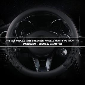 img 3 attached to AUXLIGHT Universal 15 inch Steering Wheel Cover - Premium Microfiber Leather and Viscose, Breathable, Anti-Slip, Odorless, All-Season Comfort (Black)