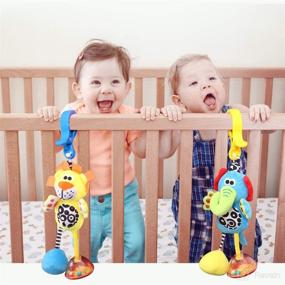 img 2 attached to 🔔 Optimized Baby Toys Set for 3, 6, 9, 12 Months | Hanging Rattle Toys for Babies | Soft Plush Stuffed Animal Rattles | Stroller Accessory for Infant Car Bed Crib | Set of 2