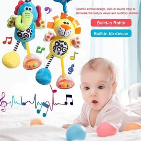 img 3 attached to 🔔 Optimized Baby Toys Set for 3, 6, 9, 12 Months | Hanging Rattle Toys for Babies | Soft Plush Stuffed Animal Rattles | Stroller Accessory for Infant Car Bed Crib | Set of 2