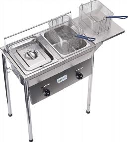 img 3 attached to Bioexcel Outdoor Propane Deep Fryer With 2 Stainless Steel Baskets & Lids, Adjustable Temperature Regulator (SS22)