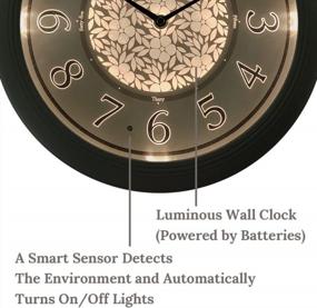 img 2 attached to Silent Indoor Luminous Clock With Smart Sensor - PresenTime & Co 12.6, Paris Sage Green, No Ticking, Light On/Off In Low/Bright Light