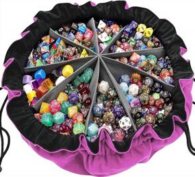 img 4 attached to Large Dice Bag With Pockets - Hold Over 300 Dice - Rose Red | SIQUK DND RPG MTG Storage Bag