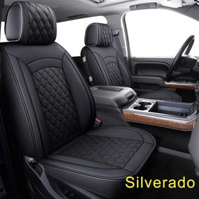 img 4 attached to 02-SM 2 Чехлы на передние сиденья подходят для Chevy Silverado Sierra 1500 / 2500 HD / 3500 HD 2007-2020 гг. С водонепроницаемой искусственной кожей (черный 2 шт.)