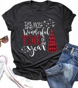 img 2 attached to Rock The Holidays With Buffalo Plaid Christmas Tree Tees For Women - Fun And Festive Graphic T-Shirts