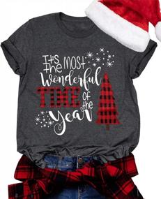 img 4 attached to Rock The Holidays With Buffalo Plaid Christmas Tree Tees For Women - Fun And Festive Graphic T-Shirts