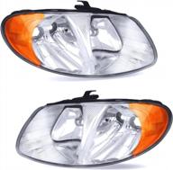 oedro chrome housing headlamps with amber reflectors compatible with 2001-2007 dodge caravan and chrysler town & country headlight assembly logo
