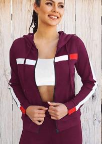 img 1 attached to Women'S Color Block Tracksuit 2 Piece Outfit - Zip Up Hoodie & Pants Sweatsuit Set For Sporty Look