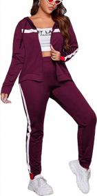 img 3 attached to Women'S Color Block Tracksuit 2 Piece Outfit - Zip Up Hoodie & Pants Sweatsuit Set For Sporty Look