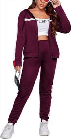 img 4 attached to Women'S Color Block Tracksuit 2 Piece Outfit - Zip Up Hoodie & Pants Sweatsuit Set For Sporty Look