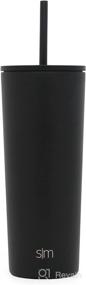 img 3 attached to 🥤 Simple Modern Insulated Tumbler Cup with Straw Lid and Flip Lid: Reusable Stainless Steel Water Bottle for Cold Brew Tea, Iced Coffee, and Travel Mug – 24oz, Midnight Black – Classic Collection