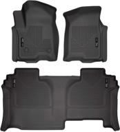 husky liners weatherbeater series floor liners for 2019-2022 chevrolet silverado/gmc sierra 1500 double cab: black, front & 2nd seat, 3-piece set (94031) логотип