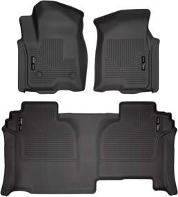 img 4 attached to Husky Liners Weatherbeater Series Floor Liners for 2019-2022 Chevrolet Silverado/GMC Sierra 1500 Double Cab: Black, Front & 2nd Seat, 3-Piece Set (94031)