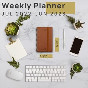 img 3 attached to Stay Organized With POPRUN Planner 2022-2023 - Purse Size Academic Year Planner With Hourly Time Slots & Vegan Leather Cover In Brown