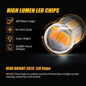 img 1 attached to Pack Of 2 Auxbeam 3156 T25 P27W LED Light Bulbs In Amber Yellow - 50W, 33Pcs LED 3020 SMD, 6000LM For Turn Signals, Brake & Reverse Lights, And Tail Lights