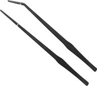 🐟 evago 15-inch black aquarium tweezers: stainless steel tongs with rust protection coating, ideal for feeding aquatic plants, lizards, spider snakes - curved & straight logo