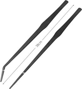 img 1 attached to 🐟 EvaGO 15-inch Black Aquarium Tweezers: Stainless Steel Tongs with Rust Protection Coating, Ideal for Feeding Aquatic Plants, Lizards, Spider Snakes - Curved & Straight